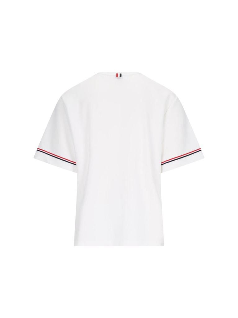 【関税込み】Thom Browne ホワイト Rugby コットン 半袖Tシャツ Thom Browne Cotton Rugby Short Sleeve Tee | REVERSIBLE