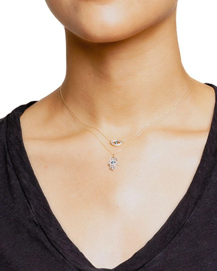 Adina Reyter 14K Yellow Gold White & Blue Diamond Evil Eye Pendant Necklace, 16" 3
