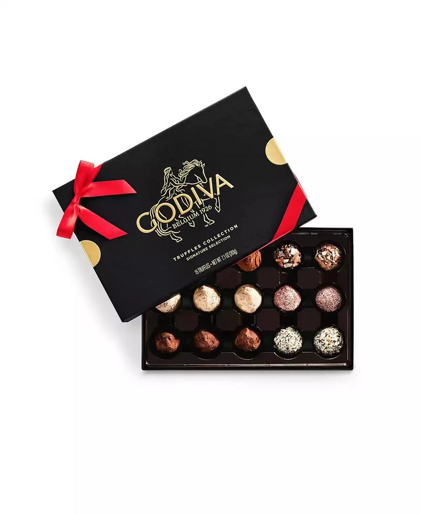 Godiva Holiday Signature Truffles Assorted Chocolate Gift Box with Red Ribbon, 15 Piece