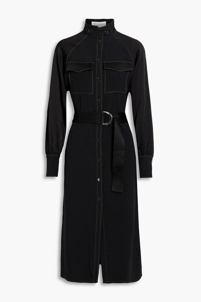 Officine Générale Lolie belted satin-paneled crepe dress