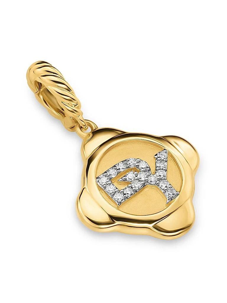 David Yurman Cable Collectibles DY Logo Amulet in 18K Yellow Gold with Diamonds, 13.7MM 2