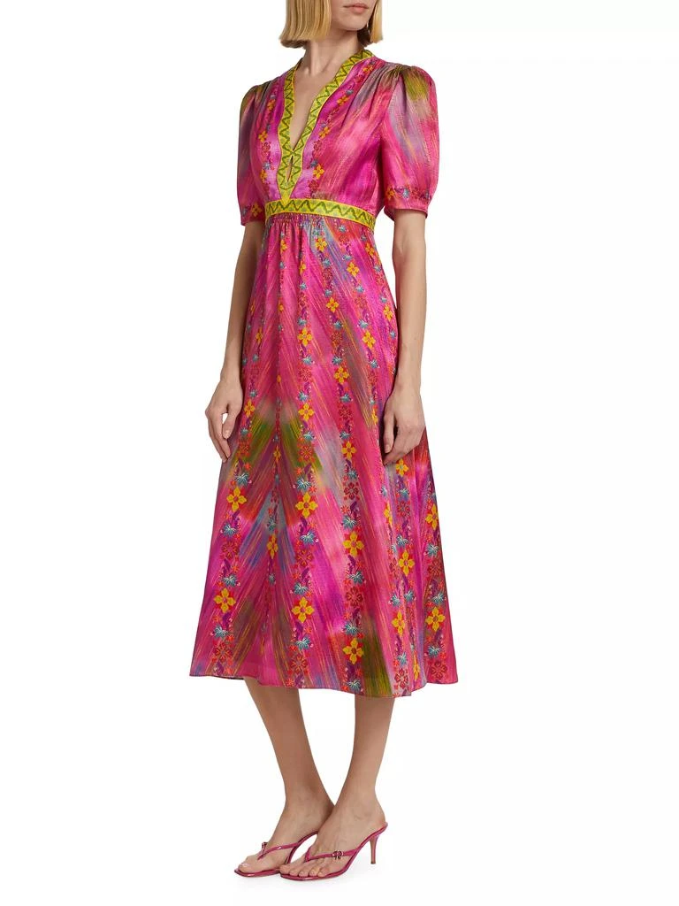 Saloni Tabitha Printed Silk Midi-Dress 4