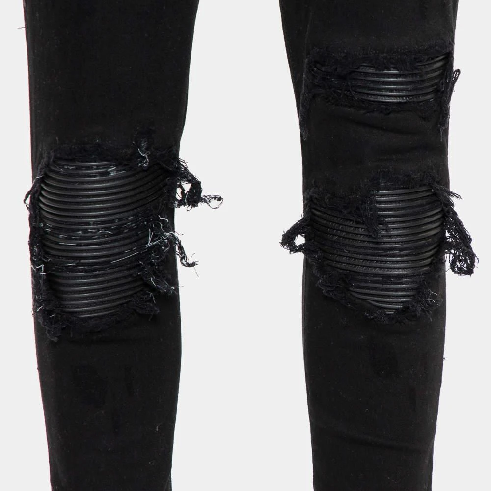 AMIRI Amiri Black Denim Zipper Detail Distressed Jeans M 5
