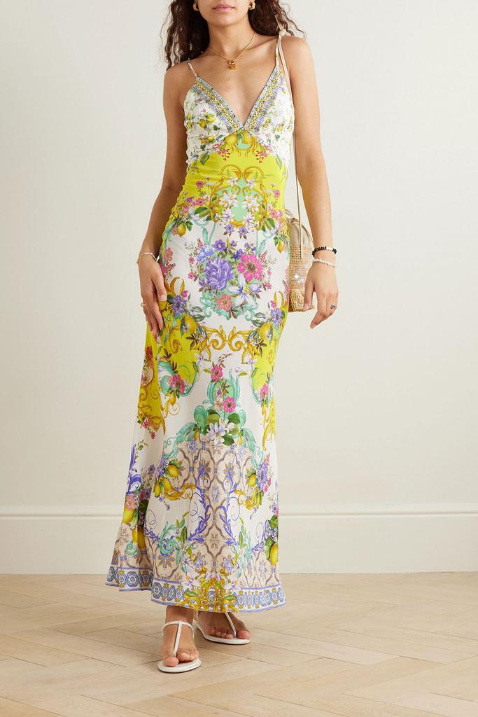 Camilla Embellished floral-print silk crepe de chine maxi dress