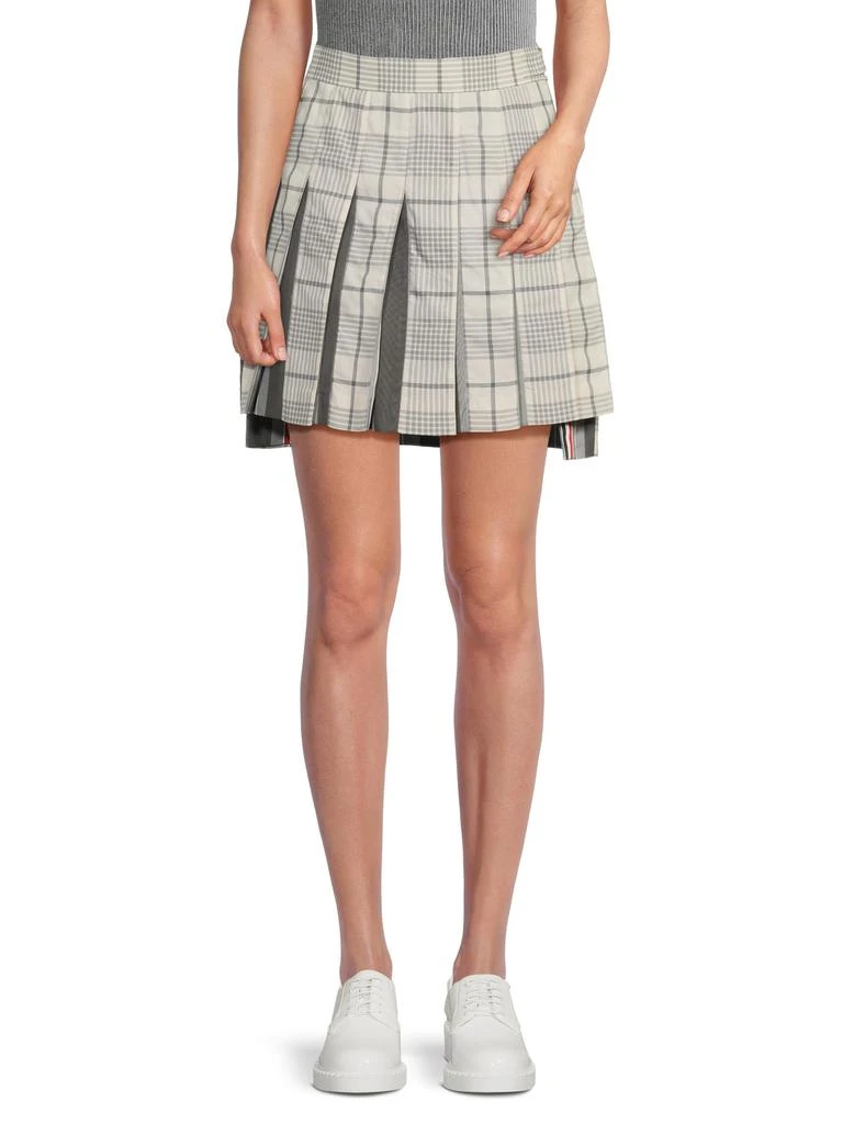 Thom Browne   ​Combo Pleated Thigh-Length Dropped Back Skirt 1