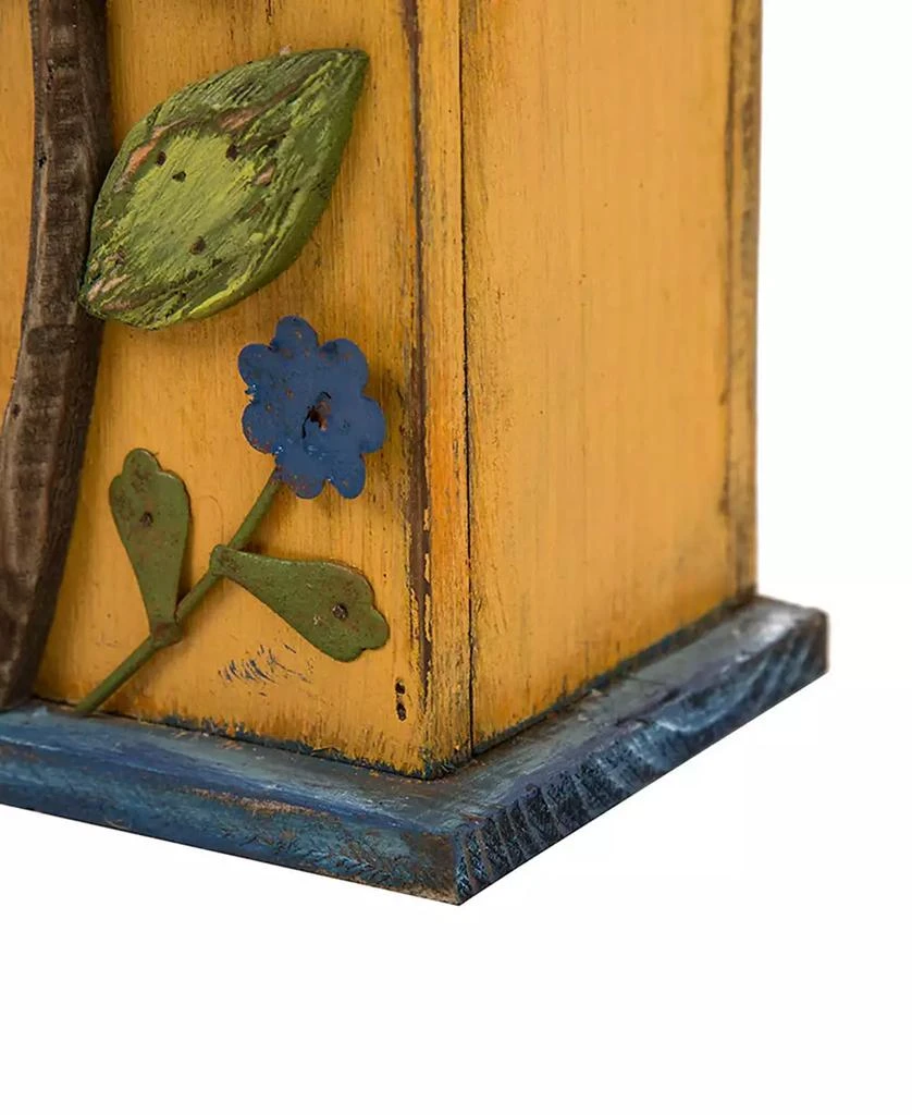 Glitzhome Distressed Solid Wood Birdhouse with Flower 4