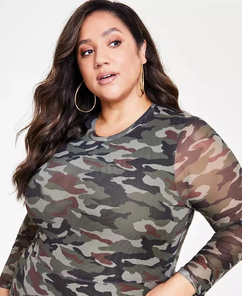 Nina Parker Trendy Plus Size Scoop-Neck Long-Sleeve Mesh Dress 4