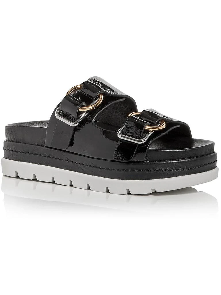 J/Slides BAHA Womens Leather Footbed Platform Sandals 6