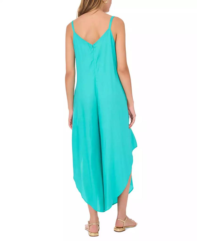 Vince Camuto Women's V-Neck Sleeveless Tie-Shoulder Angled-Hem Jumpsuit