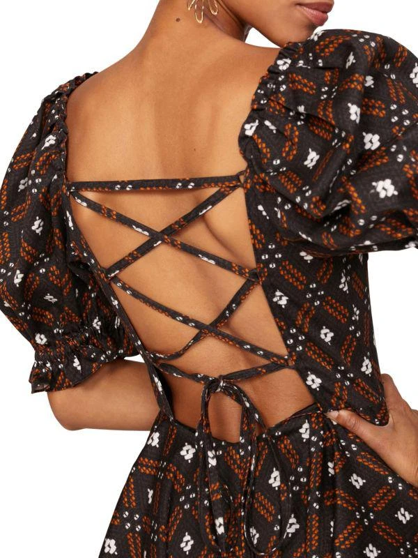 Autumn Adeigbo Camille Puff Sleeve Fit & Flare Mini Dress 4