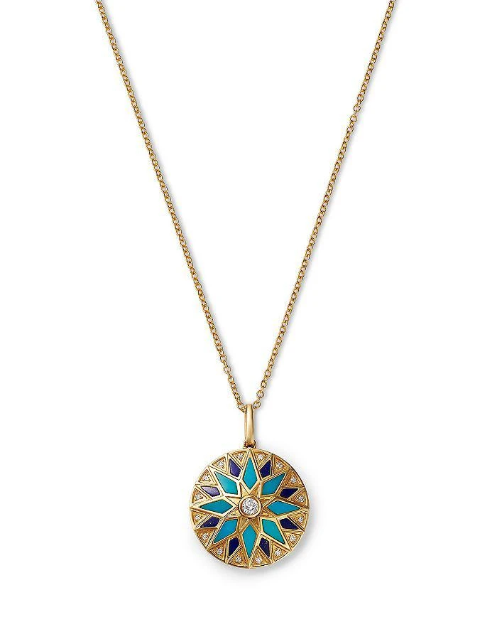 Bloomingdale
s Fine Collection Lapis, Lazuli, Turquoise 
Diamond Pendant Necklace in 14K Yellow Gold, 18"