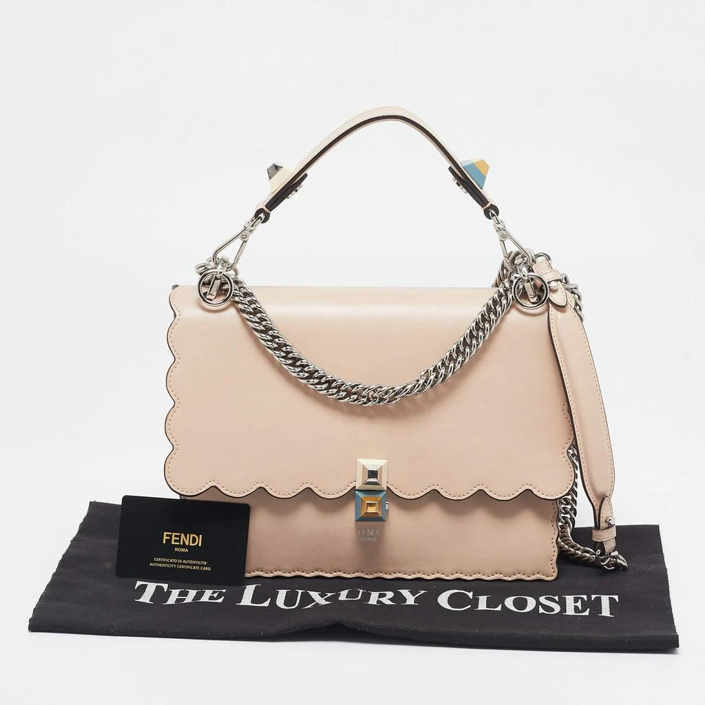Fendi Beige Scalloped Leather Medium Kan I Shoulder Bag – On Sale