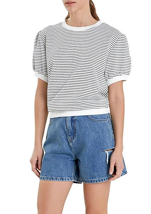 English Factory Factory Stripe Terry Puff Sleeve Sweatshirt 3