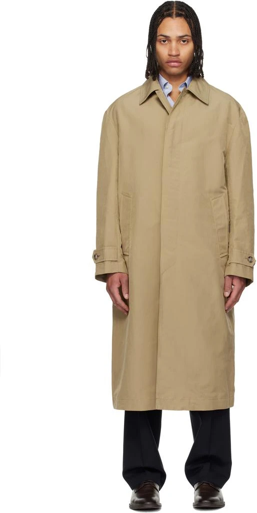 Hugo Boss Beige Water-Repellent Concealed Closure Coat