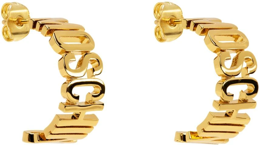 Moschino Gold Lettering Logo Small Earrings 2