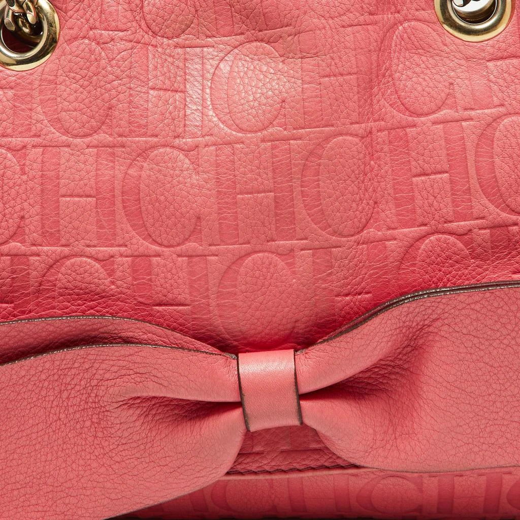 CH Carolina Herrera CH Carolina Herrera Pink Monogram Embossed Leather Audrey Shoulder Bag 5