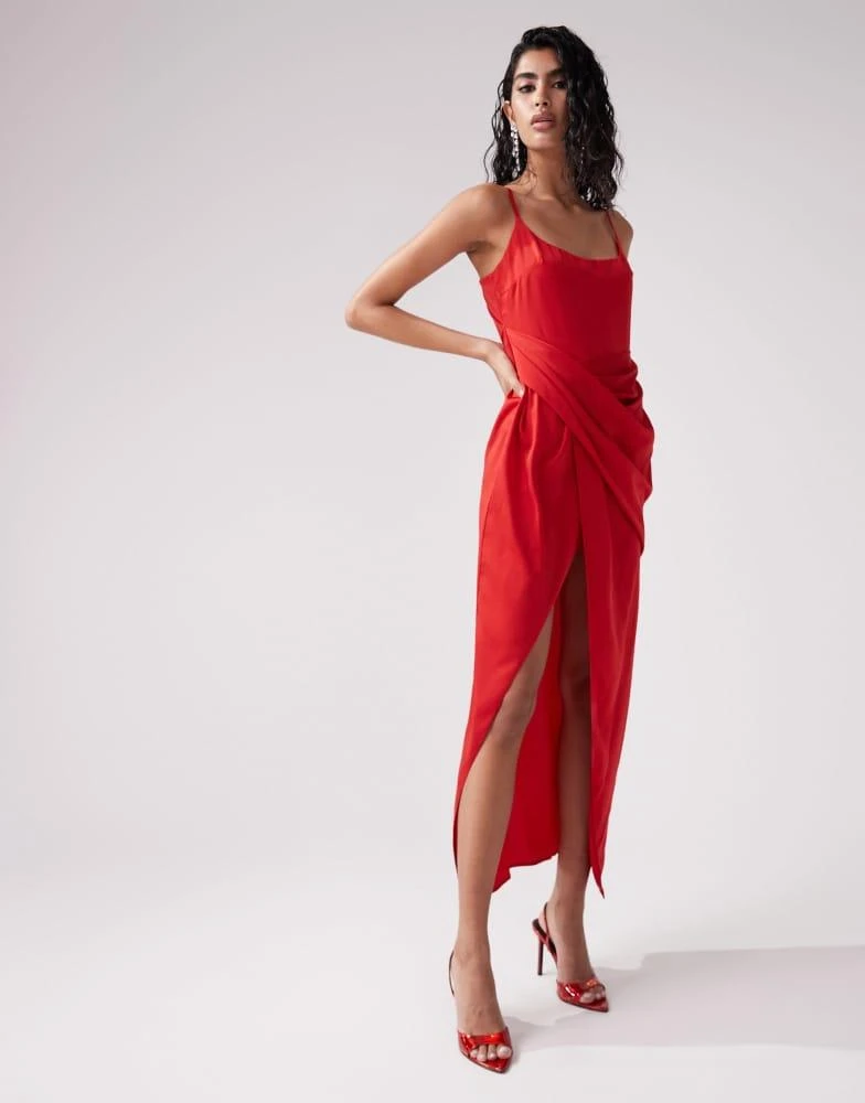 open lace back dress Red Lace Robe & Cami Dress – Mysthelle main image 0