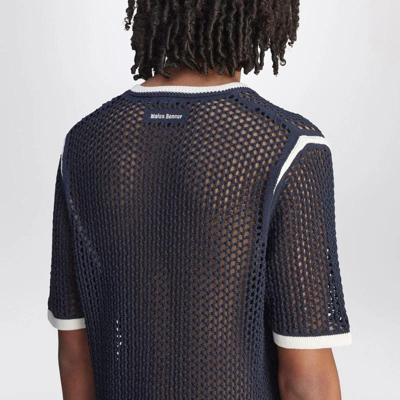 Adidas Navy blue perforated T-shirt in cotton blend 5