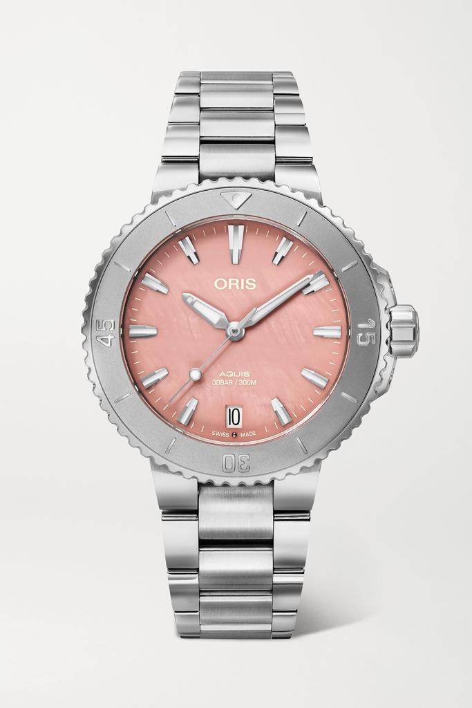 ORIS “aquis Date” 36.5 毫米珍珠母精钢腕表