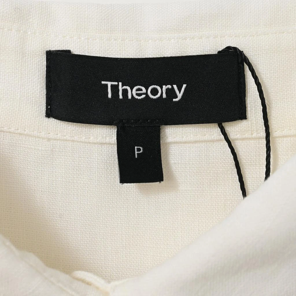 Theory Belted Maxi Shirt Dress in White Linen 4