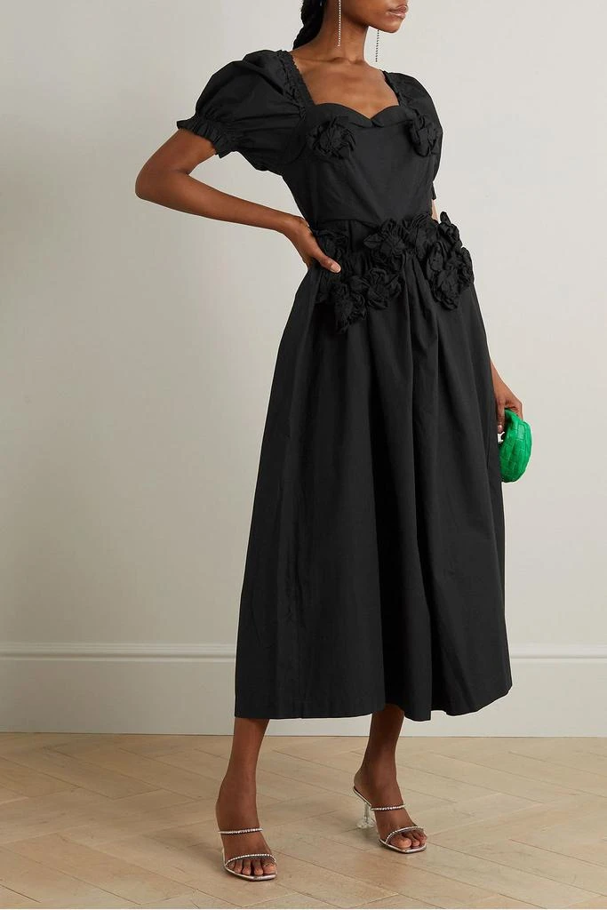 BATSHEVA Farley appliquéd cotton-poplin midi dress 2