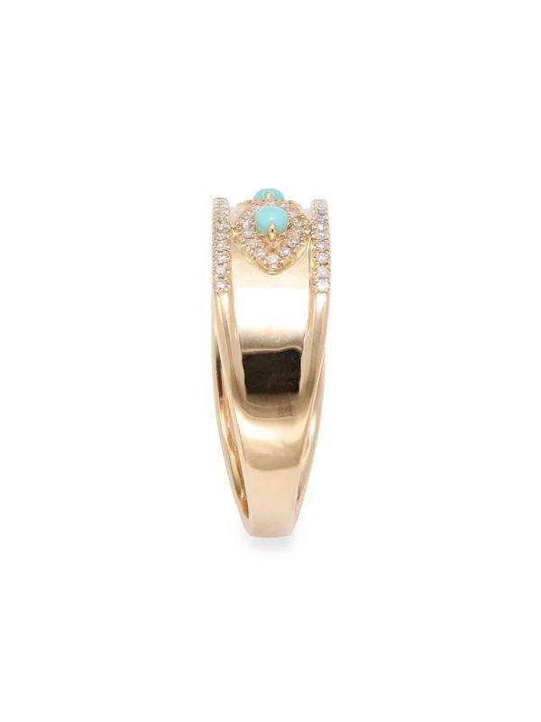 Effy 14K Yellow Gold Diamond & Turquoise Ring 4