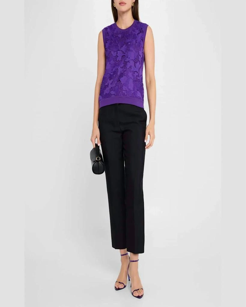 Oscar de la Renta Oscar De La Renta - Peony Guipure Inset Tank Sweater 4