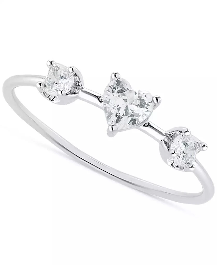 Giani Bernini Cubic Zirconia Heart Round Three Stone Ring in