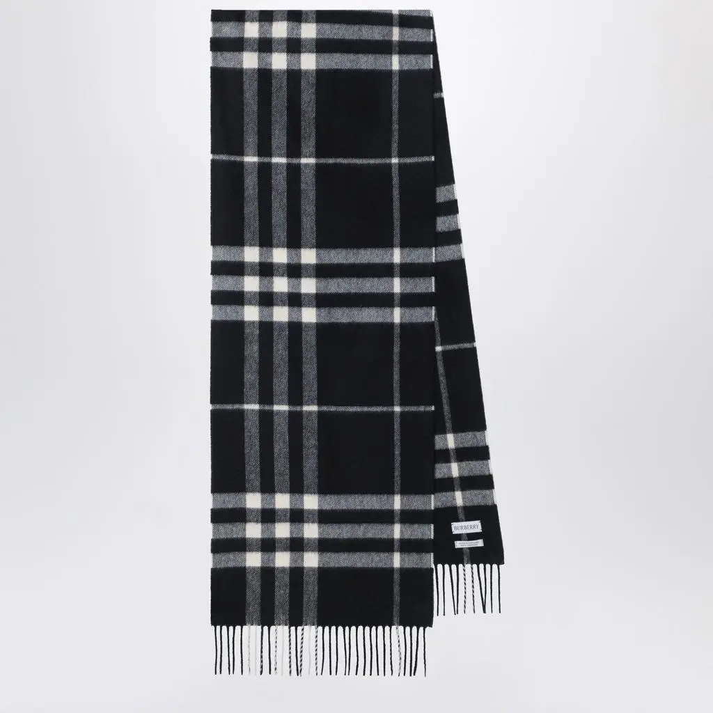 Burberry Black Check cashmere scarf