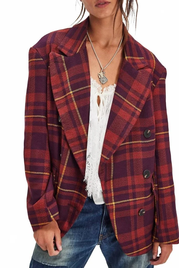 Free People Dean Double Breasted Blazer In Black