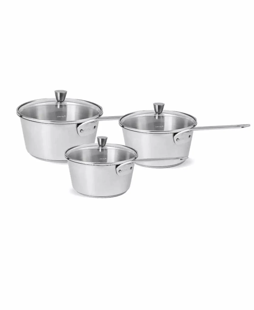 Cristel 1826 3-Piece Stainless Steel Saucepan Set with Glass Lids 1