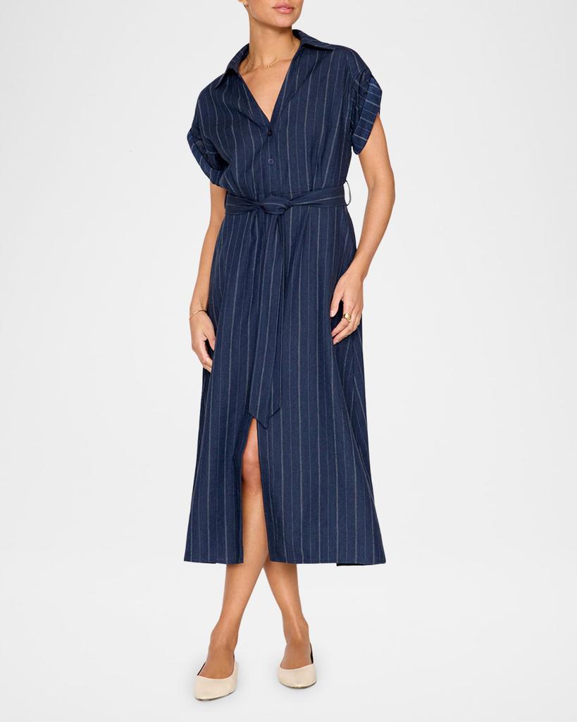 Brochu Walker Fia Striped Linen-Cotton Midi Shirtdress
