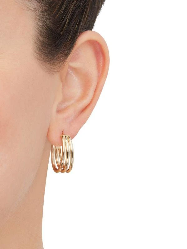 Saks Fifth Avenue 14K Yellow Gold Triple Row Hoop Earrings 3