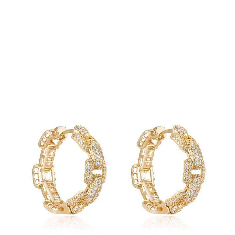 Ettika Jewelry Crystal Chain Link Hoops 2