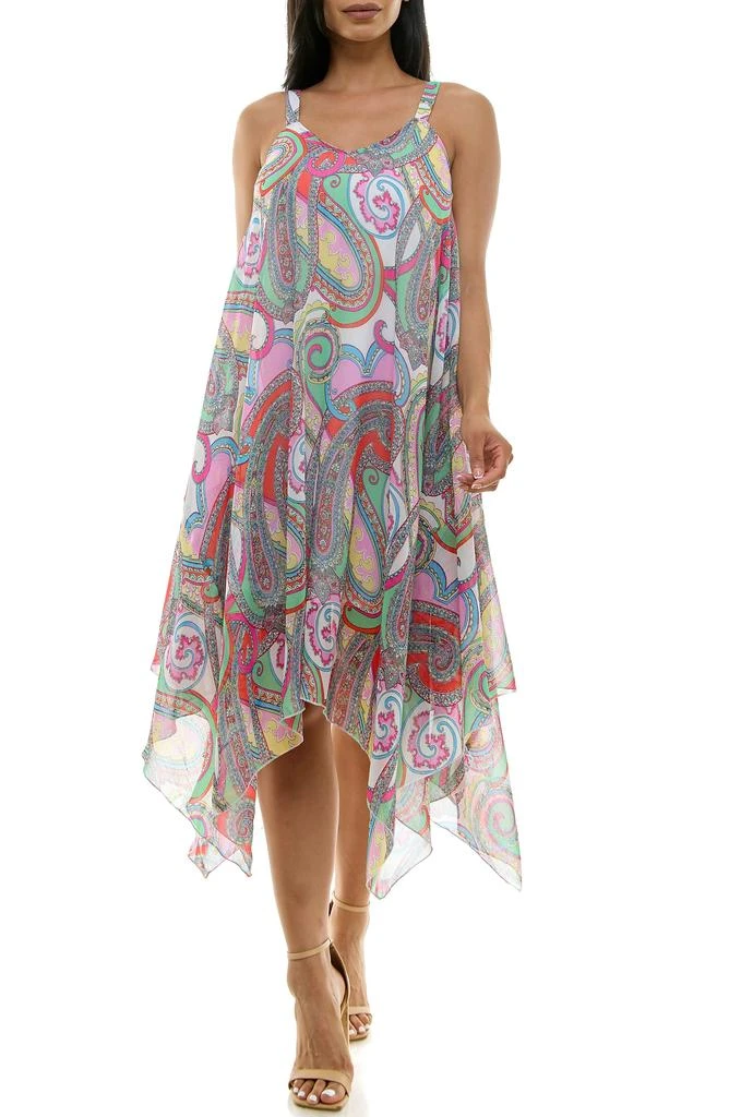 Nina Leonard Patterned Handkerchief Hem Dress 1