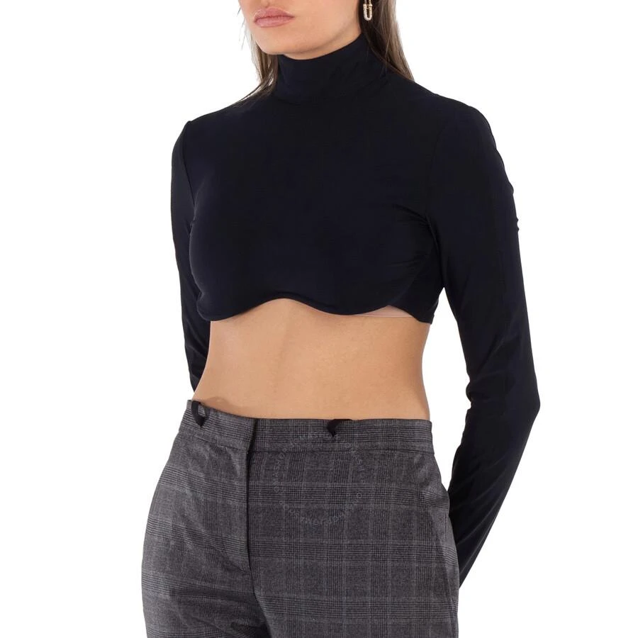 Burberry Ladies Black Long-Sleeved Stretch Nylon Cropped Top 2