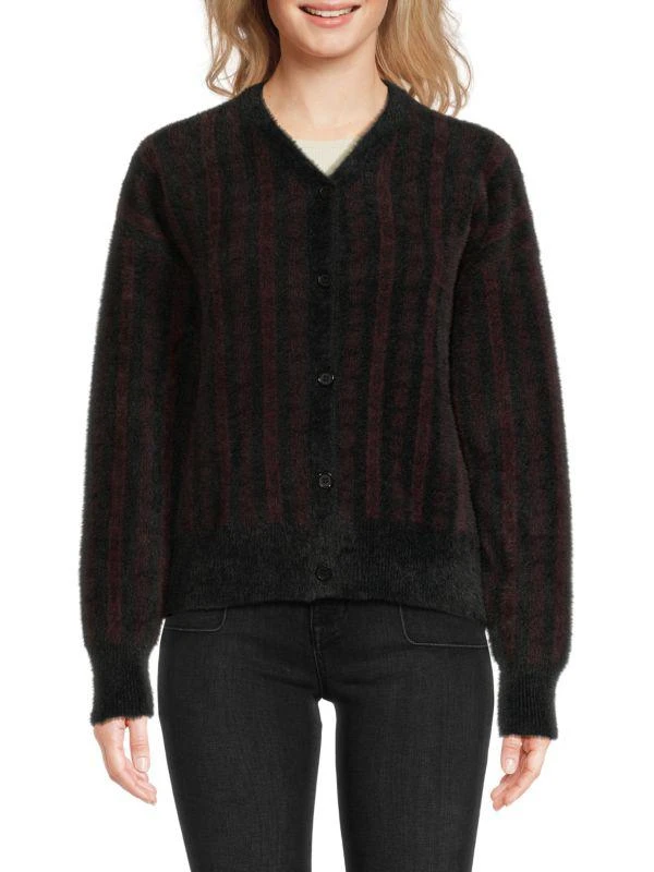 YAL New York Fuzzy Striped Cardigan 1
