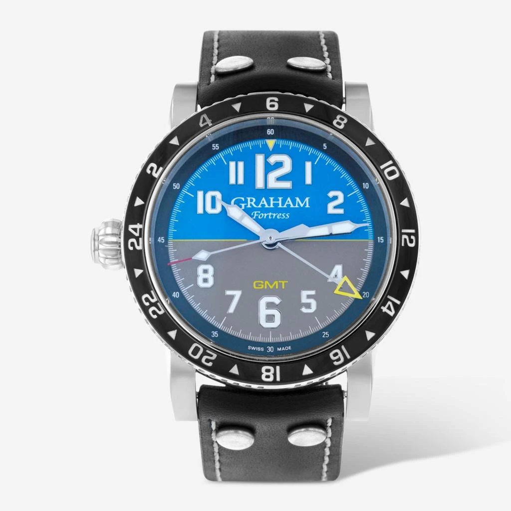 Graham’s Graham Fortress City GMT Blue & Brown Limited Edition Stainless Steel Automatic Men's Watch 2FOBC.C01A 1