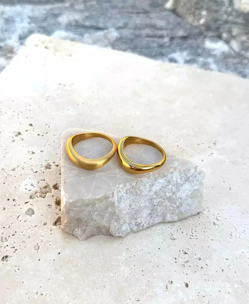 ADORNIA Tarnish Resistant Gold Nesting Curved Band Ring Set 5