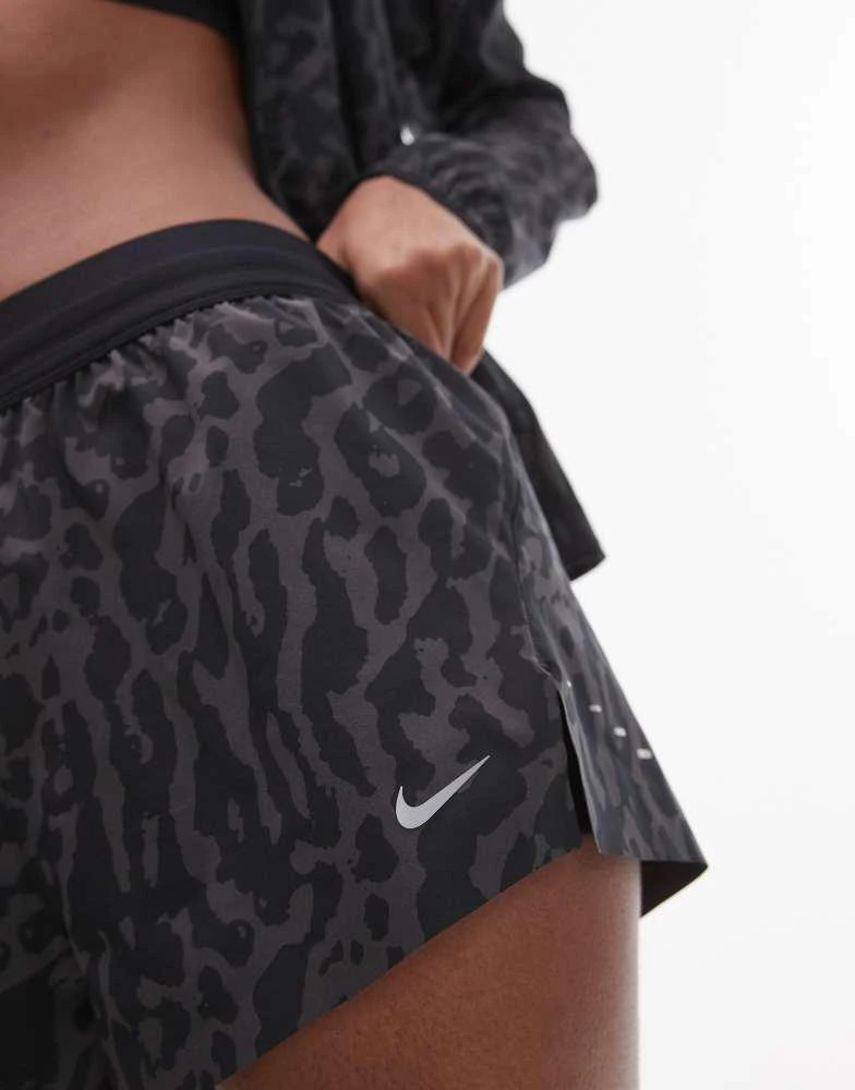 NIKE Nike Running Swift Dri-FIT Leopard Print 3inch 2 in 1 shorts in black 5