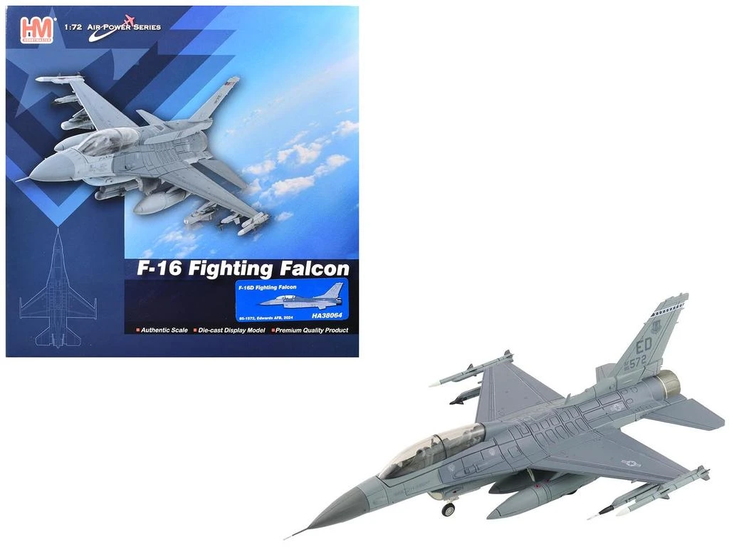 Hobby Master Lockheed F-16D Fighting Falcon Fighter "85-1572" Edwards Air Force Base 2024 USAF Air Power Series 1/72