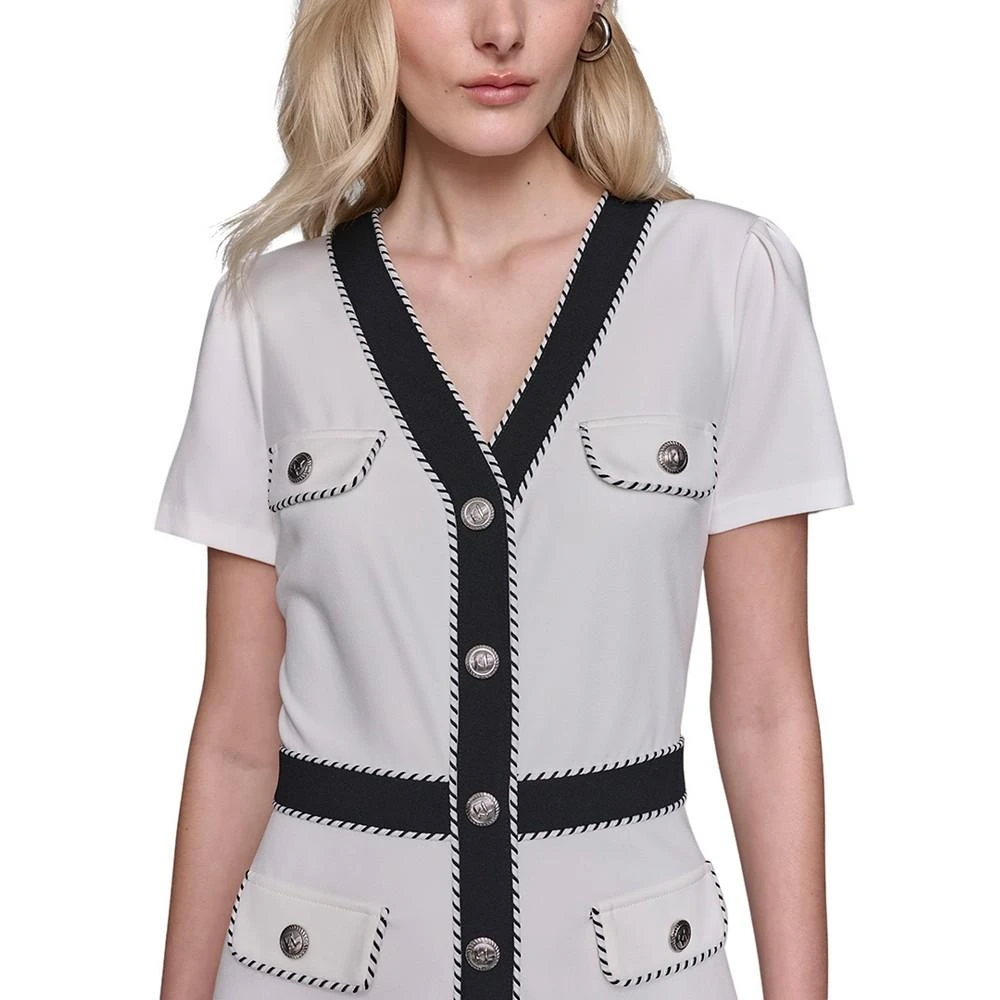 KARL LAGERFELD PARIS Women's Two-Tone Button-Front Dress 8