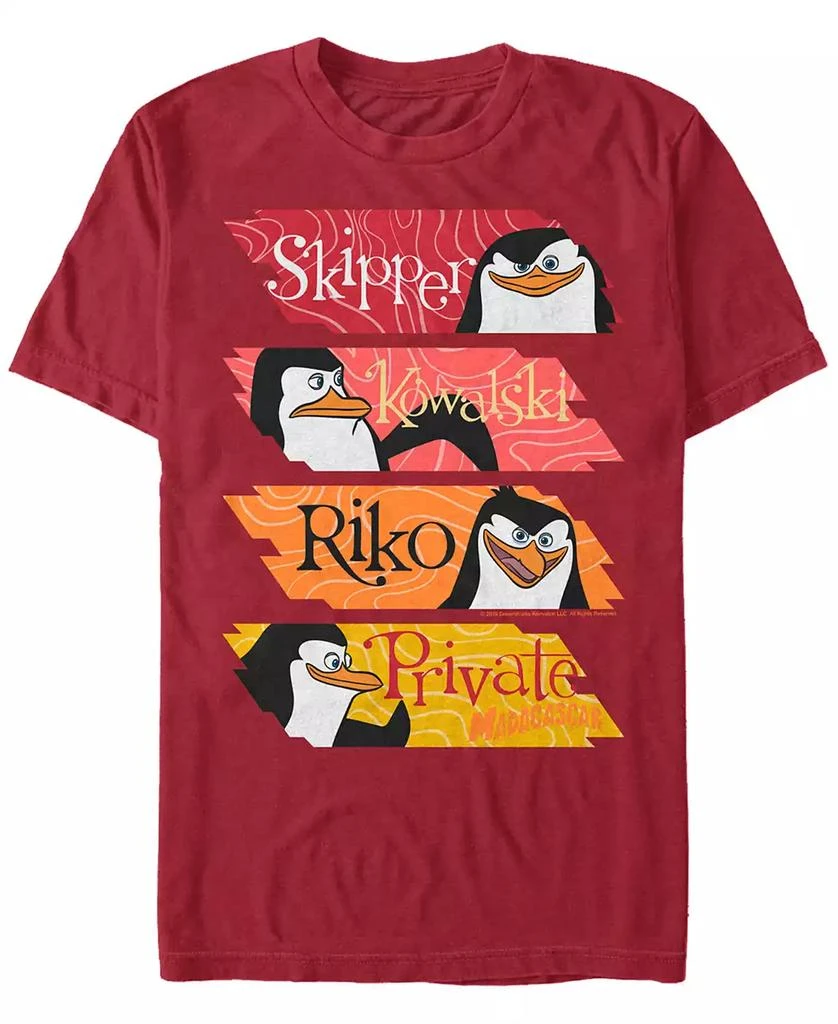 FIFTH SUN Madagascar Men's Penguin Character Stack Up Short Sleeve T-Shirt 1