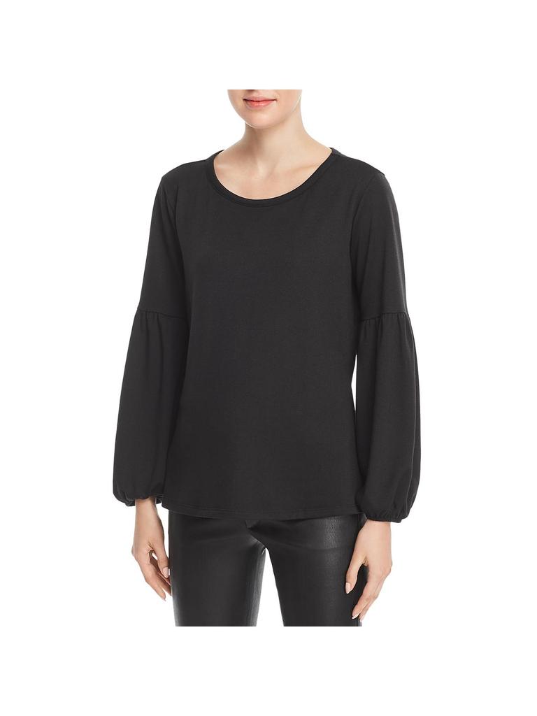 Kim & Cami Womens Striped Mixed Media Pullover Top