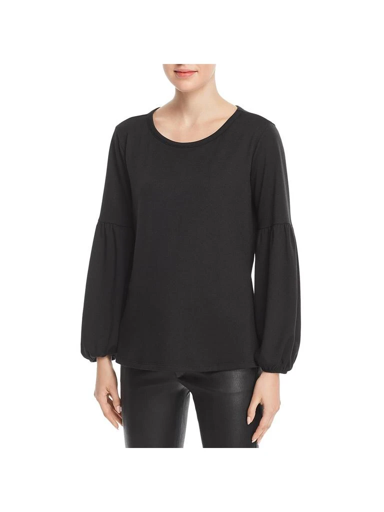 Kim & Cami Womens Striped Mixed Media Pullover Top 1