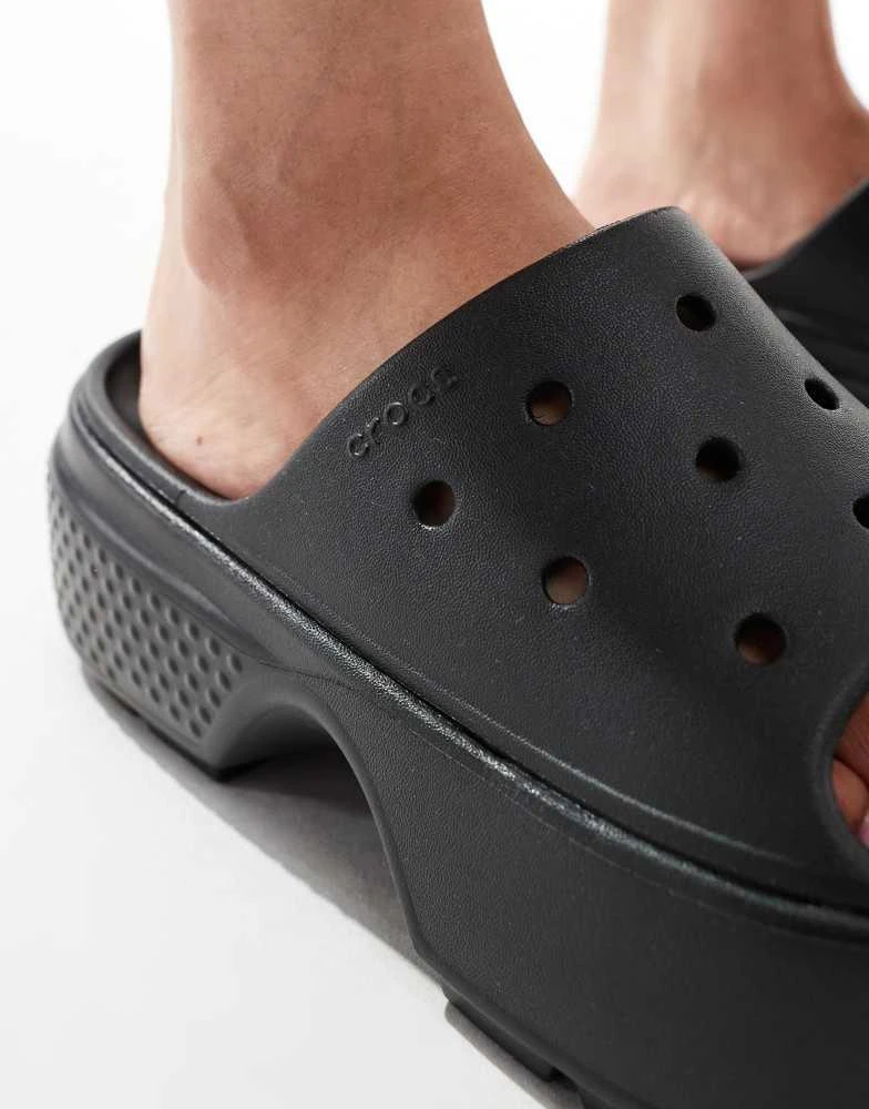 Crocs Crocs Stomp stacked sliders in black 3