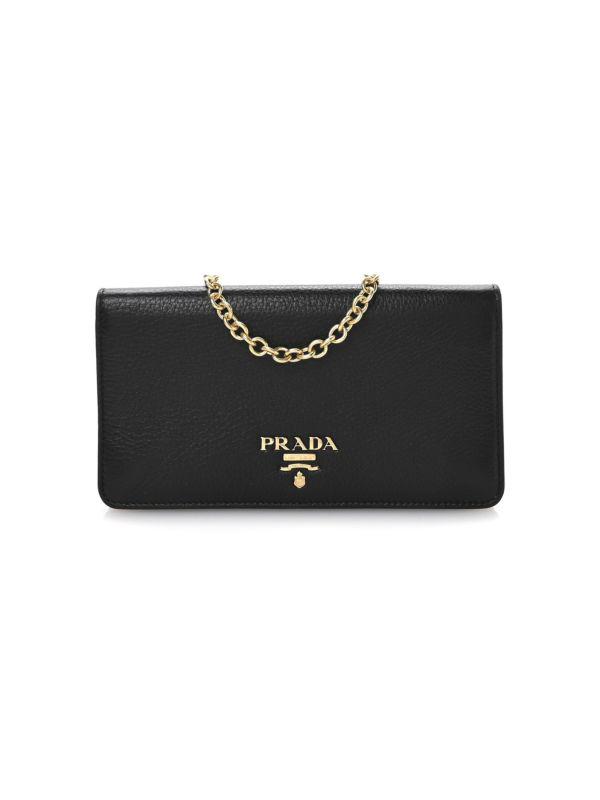 Prada Logo Leather Wallet-On-Chain