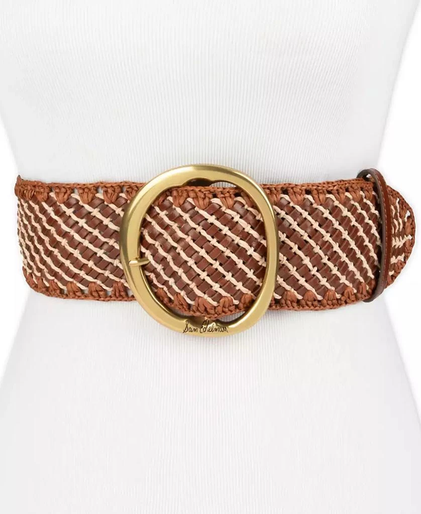 Sam Edelman Women
s Raffia and Leather Woven Belt 4