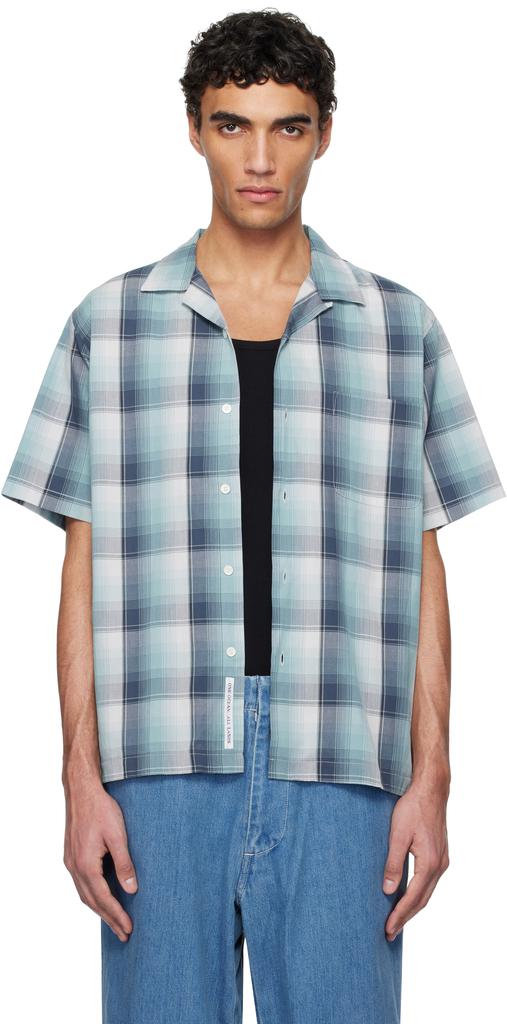 Nanamica Navy & Green Open Collar Pique S/S Shirt
