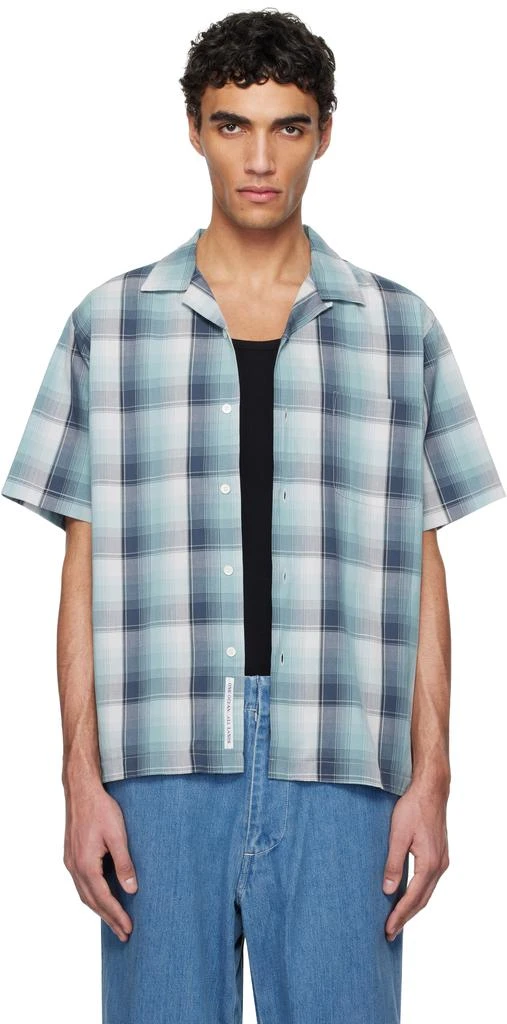 Nanamica Navy & Green Open Collar Pique S/S Shirt 1